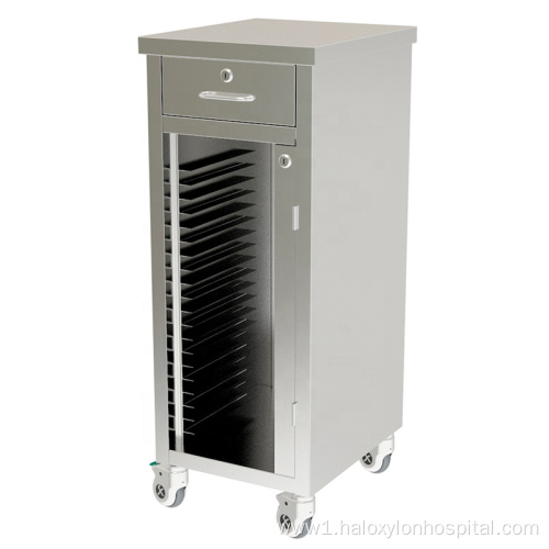 Stainless steel medical record forder trolley with drawers